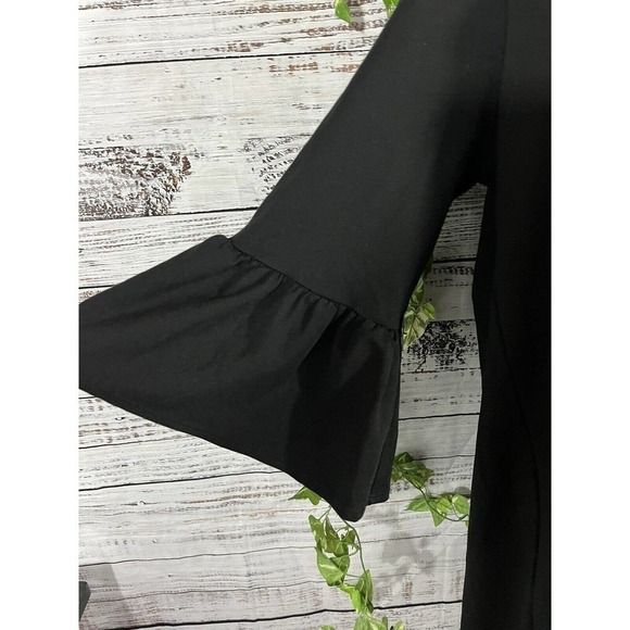 Bryn Walker Top Tunic Oversized Small Large Black Jersey Lagenlook Ruffle Sleeve - Picture 5 of 10